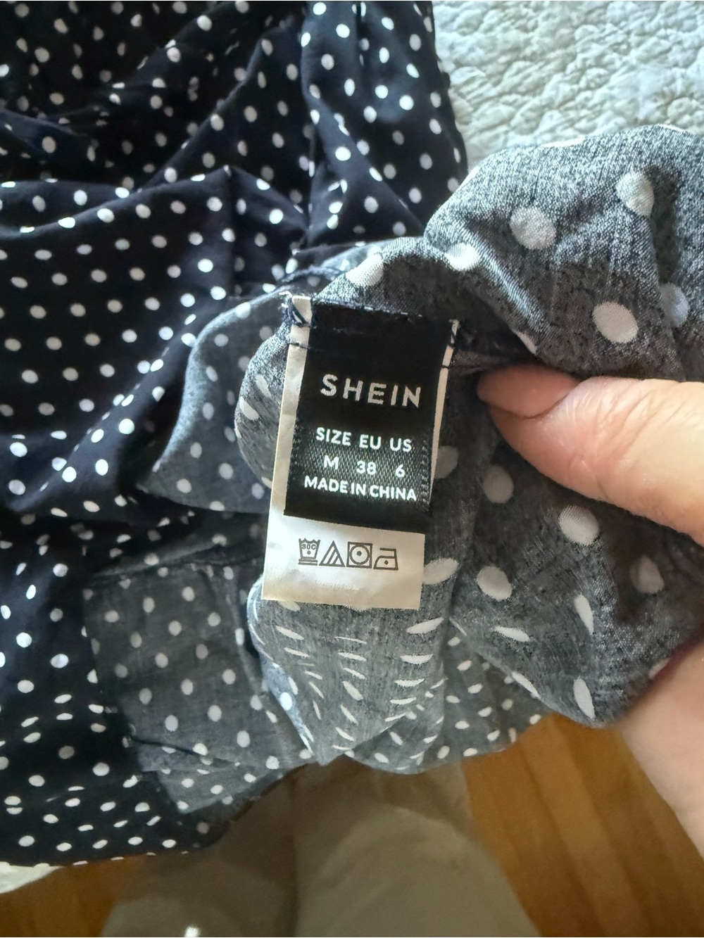 SHEIN Navy White Polka Dot One-Shoulder Maxi Dress - Picture 2 of 5